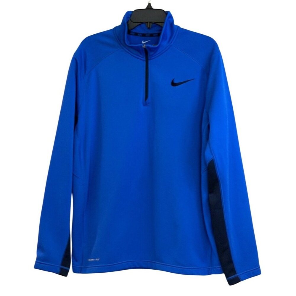 Nike Therma-Fit Royal Blue Fleece Track Jacket 1/4 Zip Golf Active Size Large